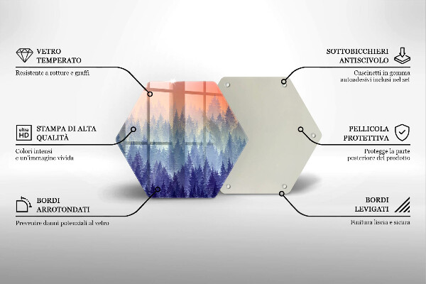 Steklena podloga za rezanje Gozd ob sončnem zahodu