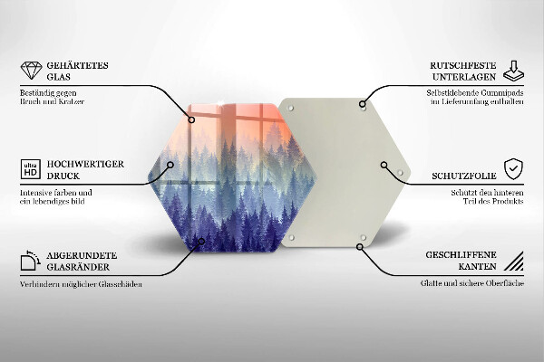 Steklena podloga za rezanje Gozd ob sončnem zahodu
