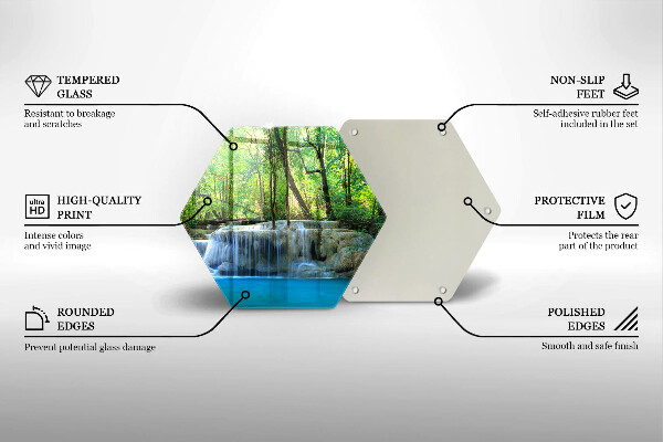 Steklena podloga za rezanje Slap v gozdu