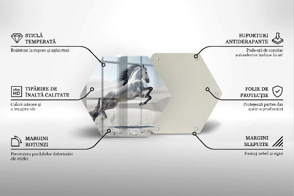 Steklena podloga za rezanje Beli konj