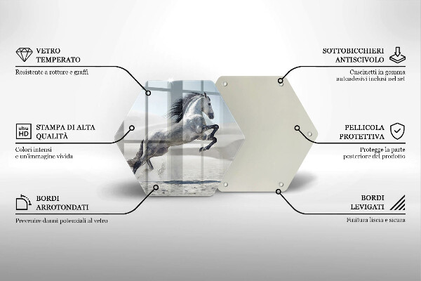 Steklena podloga za rezanje Beli konj