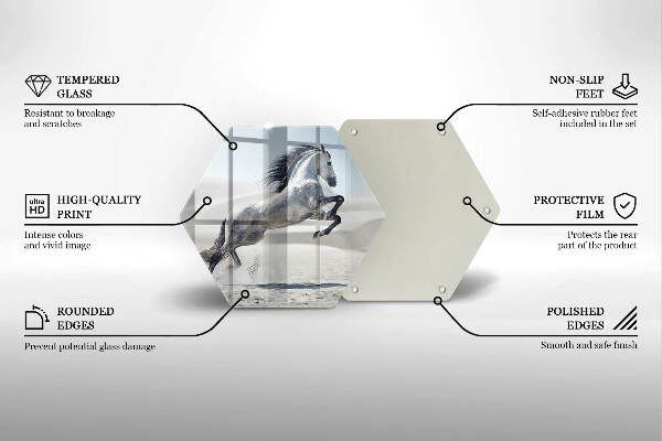 Steklena podloga za rezanje Beli konj