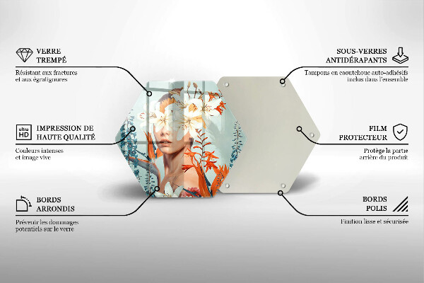 Steklena podloga za rezanje Ženska v rožah
