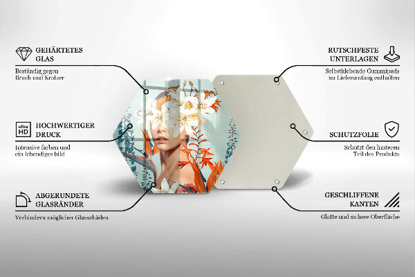 Steklena podloga za rezanje Ženska v rožah
