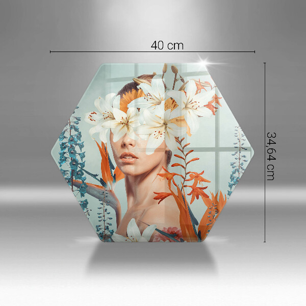 Steklena podloga za rezanje Ženska v rožah