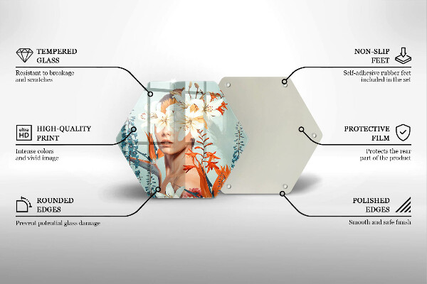 Steklena podloga za rezanje Ženska v rožah
