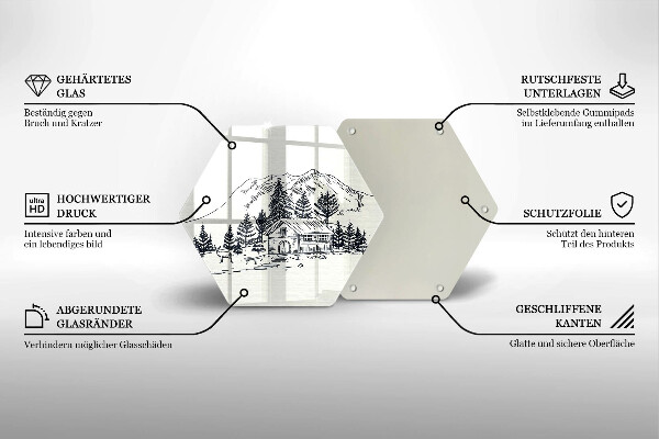 Steklena podloga za rezanje Risba koče v gorah