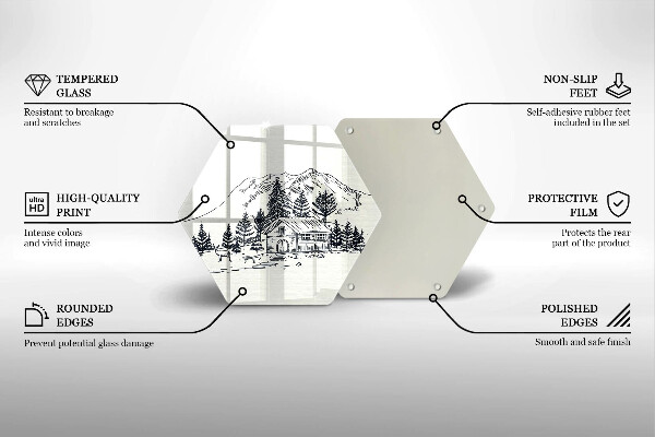 Steklena podloga za rezanje Risba koče v gorah