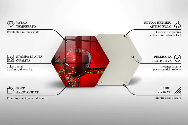Steklena podloga za rezanje Jabolčno sadje v vodi