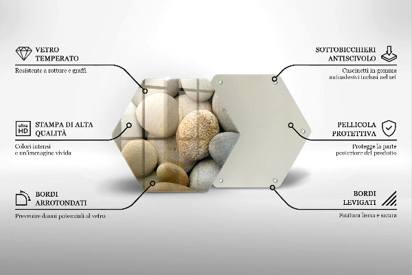 Steklena podloga za rezanje Vzorec ovalnih kamnov