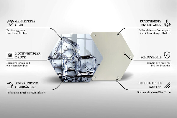 Steklena podloga za rezanje Ledene kocke