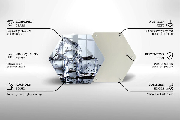Steklena podloga za rezanje Ledene kocke
