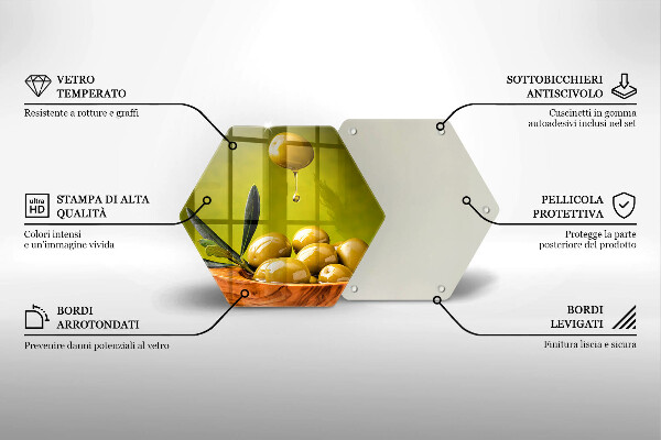 Steklena podloga za rezanje Okusne olive