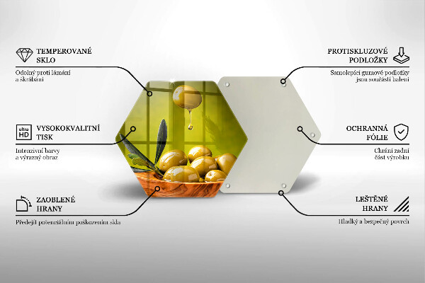 Steklena podloga za rezanje Okusne olive