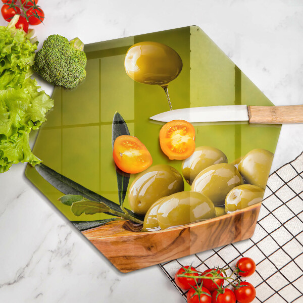 Steklena podloga za rezanje Okusne olive