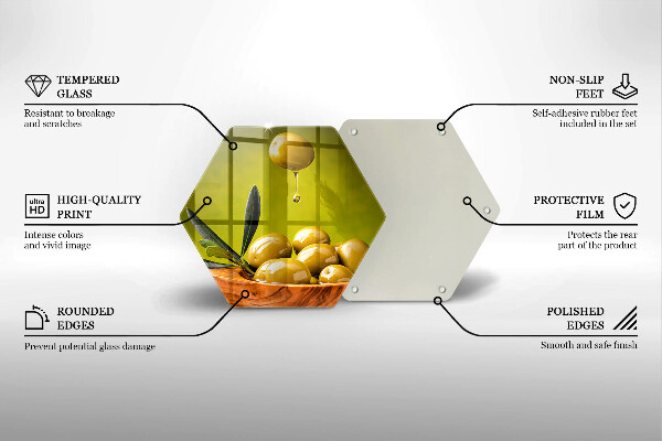 Steklena podloga za rezanje Okusne olive