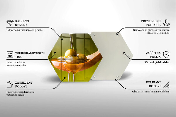 Steklena podloga za rezanje Oljčno olje in olive