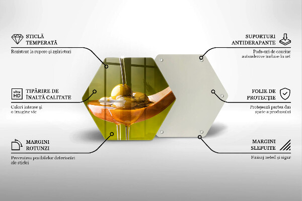 Steklena podloga za rezanje Oljčno olje in olive