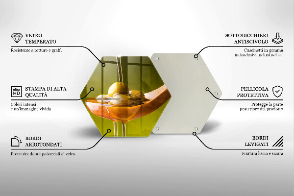 Steklena podloga za rezanje Oljčno olje in olive