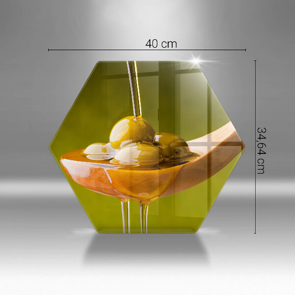 Steklena podloga za rezanje Oljčno olje in olive