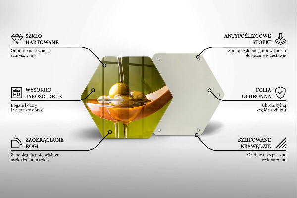 Steklena podloga za rezanje Oljčno olje in olive