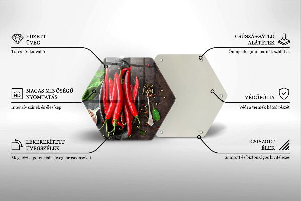 Steklena podloga za rezanje Rdeča čili paprika