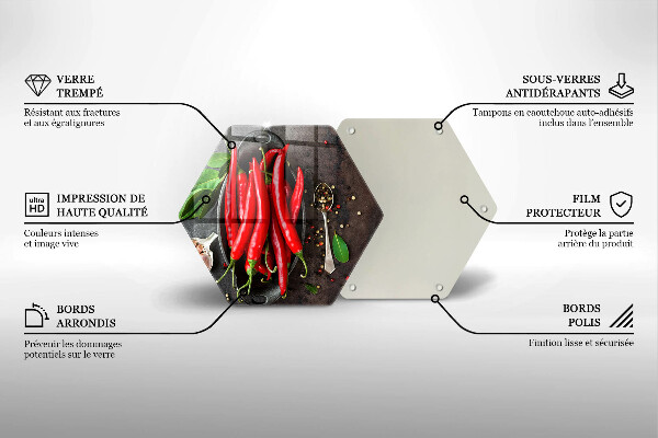 Steklena podloga za rezanje Rdeča čili paprika