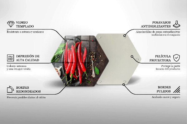 Steklena podloga za rezanje Rdeča čili paprika