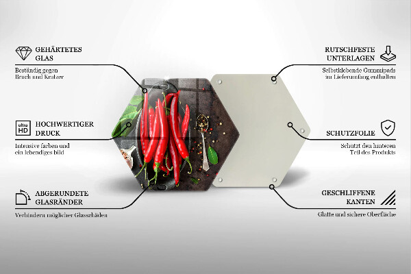 Steklena podloga za rezanje Rdeča čili paprika