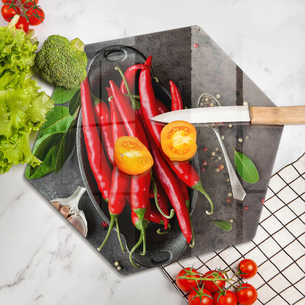 Steklena podloga za rezanje Rdeča čili paprika