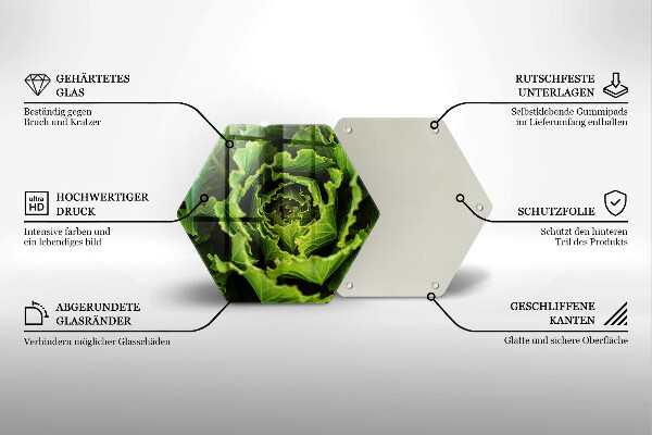 Steklena podloga za rezanje Uživanje listov zelene solate