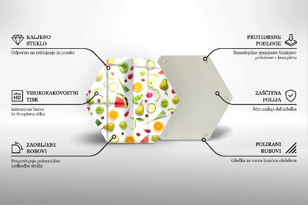 Steklena podloga za rezanje Vzorec sadja in zelenjave