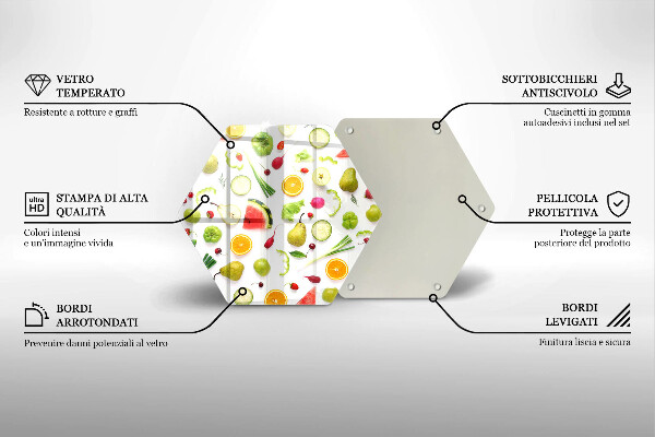 Steklena podloga za rezanje Vzorec sadja in zelenjave