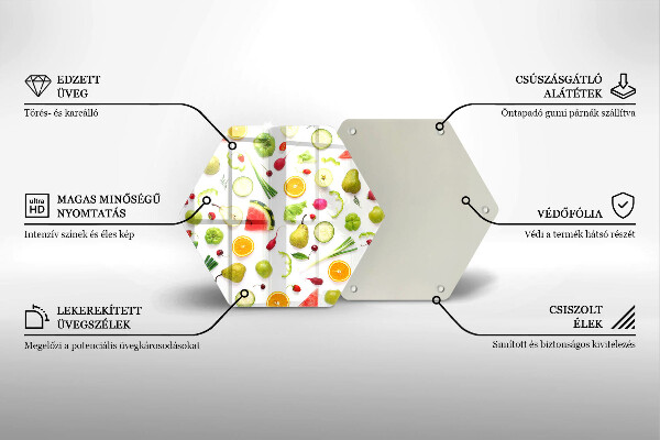 Steklena podloga za rezanje Vzorec sadja in zelenjave