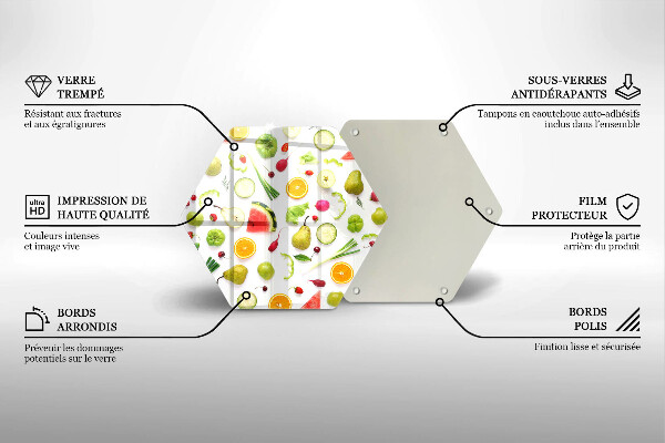 Steklena podloga za rezanje Vzorec sadja in zelenjave
