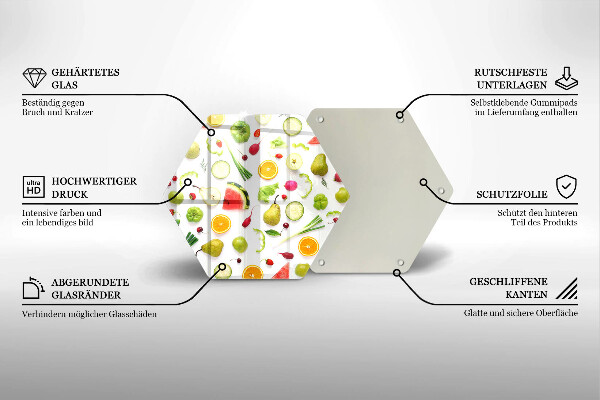 Steklena podloga za rezanje Vzorec sadja in zelenjave