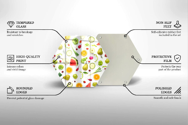 Steklena podloga za rezanje Vzorec sadja in zelenjave