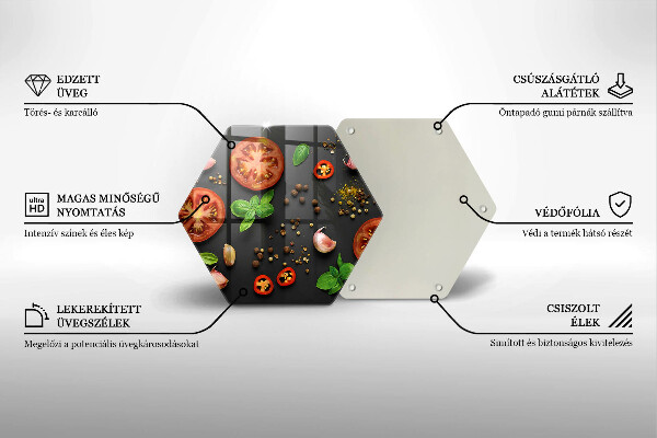 Steklena podloga za rezanje Paradižnik in začimbe