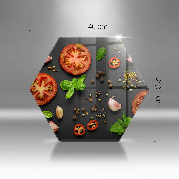 Steklena podloga za rezanje Paradižnik in začimbe
