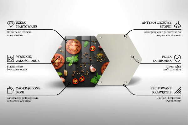 Steklena podloga za rezanje Paradižnik in začimbe