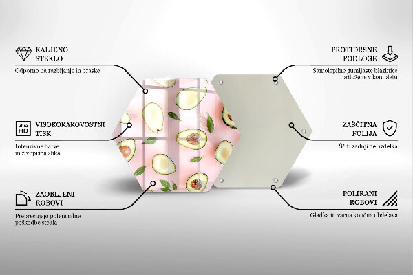 Steklena podloga za rezanje Vzorec avokada