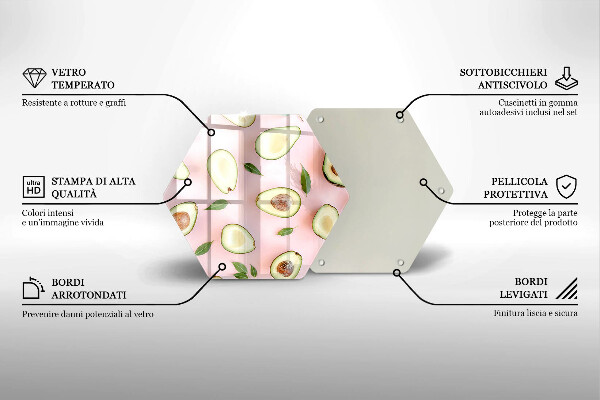 Steklena podloga za rezanje Vzorec avokada