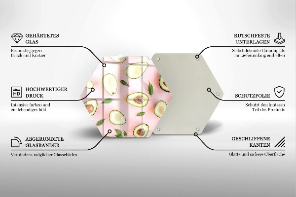 Steklena podloga za rezanje Vzorec avokada