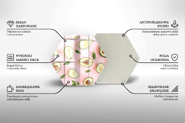 Steklena podloga za rezanje Vzorec avokada