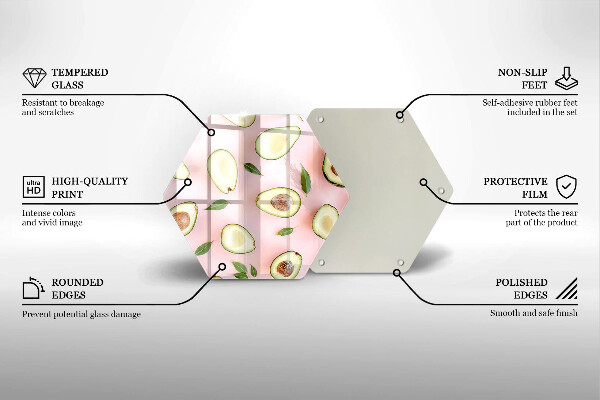 Steklena podloga za rezanje Vzorec avokada
