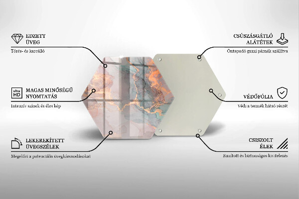 Steklena podloga za rezanje Marmor z zlatom