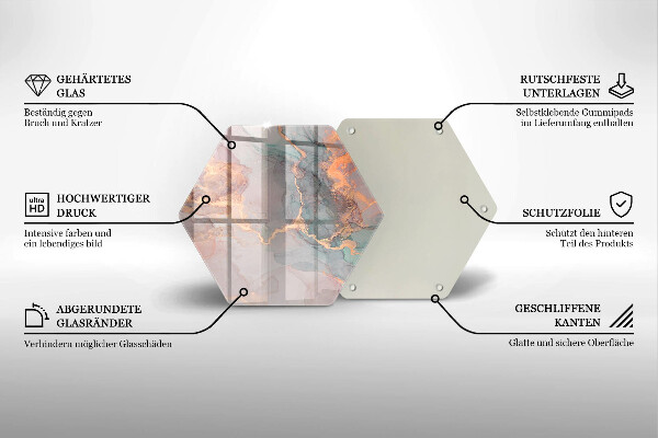 Steklena podloga za rezanje Marmor z zlatom