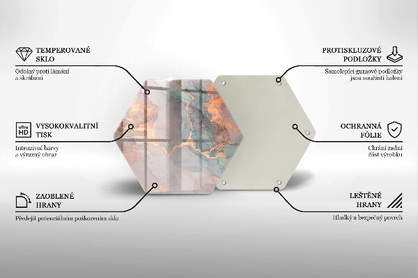 Steklena podloga za rezanje Marmor z zlatom