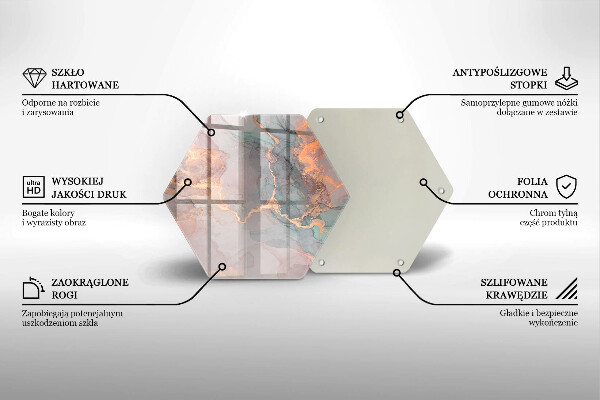 Steklena podloga za rezanje Marmor z zlatom