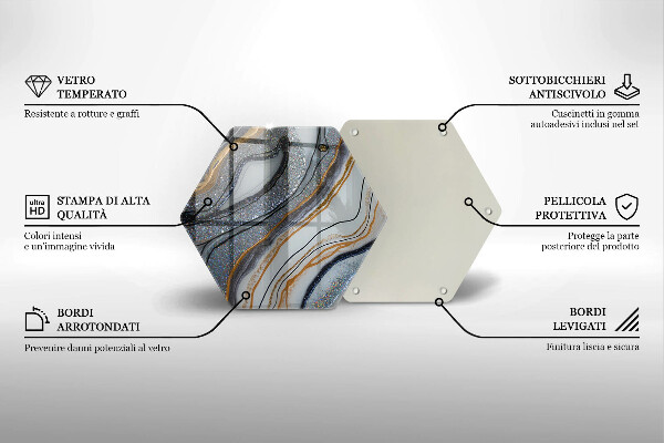 Steklena podloga za rezanje kamen z zlatom